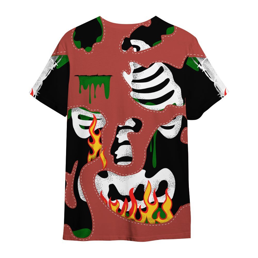 Shirt To Match Dune Red 13s - Skeleton Smile Flame Drip All Over Print