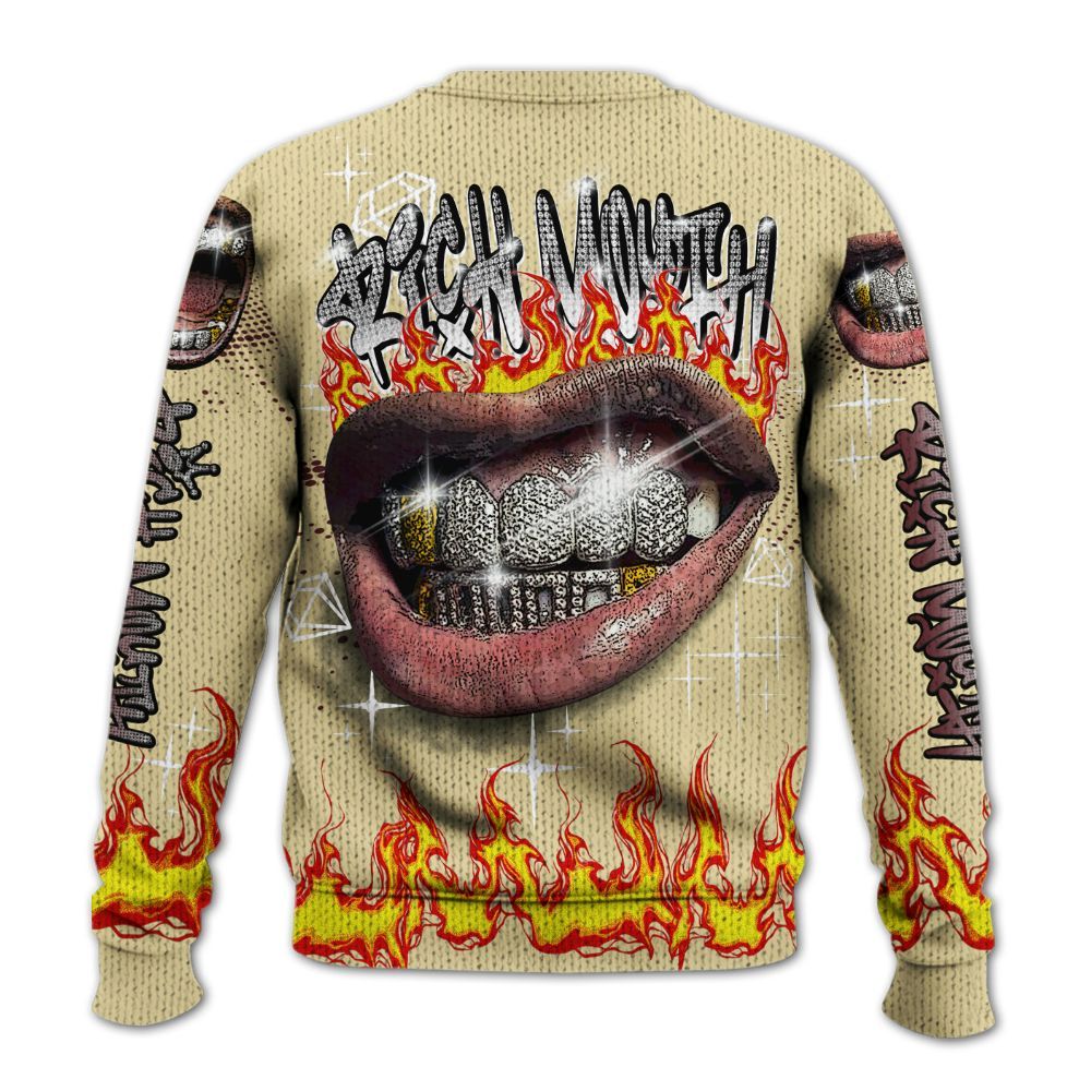 Knitted Sweater To Match Women Phantom 12s - Rich Mouth Fire Rap Retro 90s
