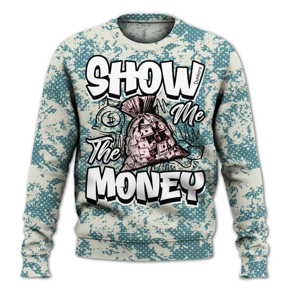 Sweatshirt To Match Dunk Low Denim Turquoise Royal - Show Me The Money Retro All Over Print
