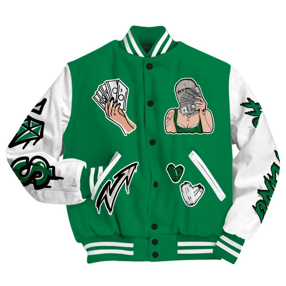 Varsity Jacket To Match Lucky Green 2s - Hustling Unique All Over Print