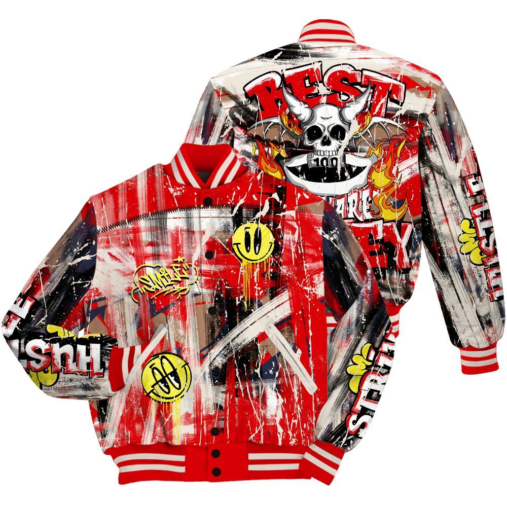 Varsity Jacket To Match Low OG Howard University 1s - Money Skull Smile Fire All Over Print