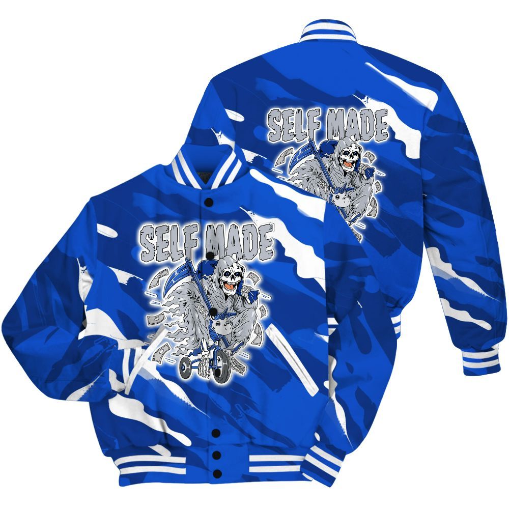 Varsity Jacket To Match Air Foamposite One Royal Shirt - Self Make Skeleton Colored All Over Print