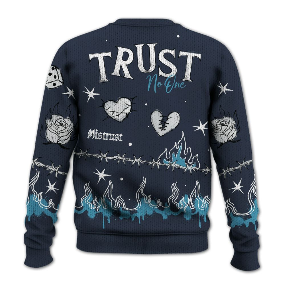 Knitted Sweater To Match Retro Obsidian 13s - Trust No One Snake-Bite Doodle Crayon