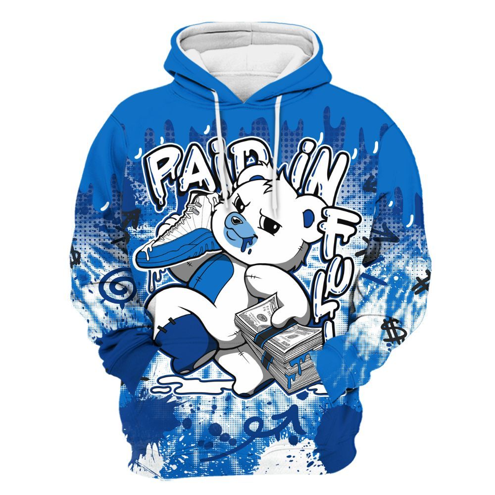 Hoodie To Match Blueberry 12s - Drip Paid In Full Moneys Bear Graphics All Over Print