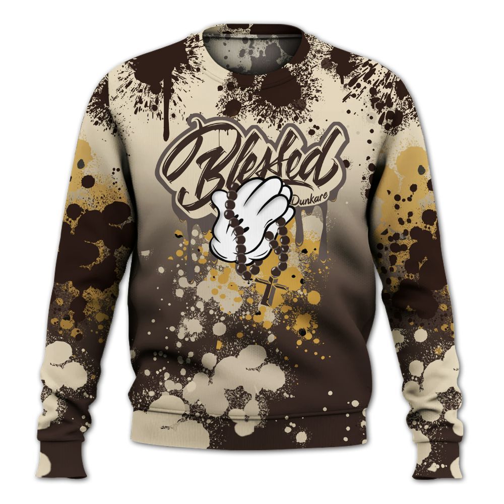 Sweatshirt To Match 2025 Retro Earth 5s - God Blessed Ink Drip All Over Print