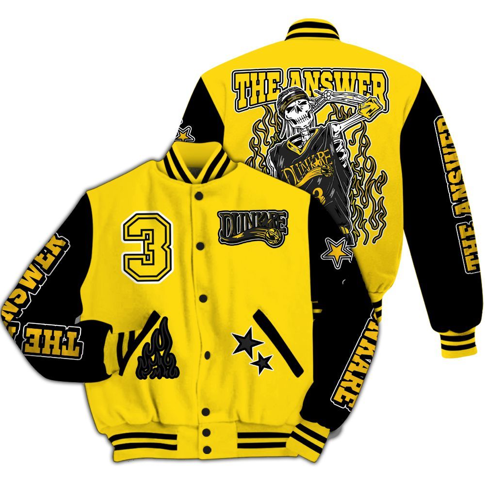 Varsity Jacket To Match Retro Thunder 4s - Allen Answer Skeleton All Over Print