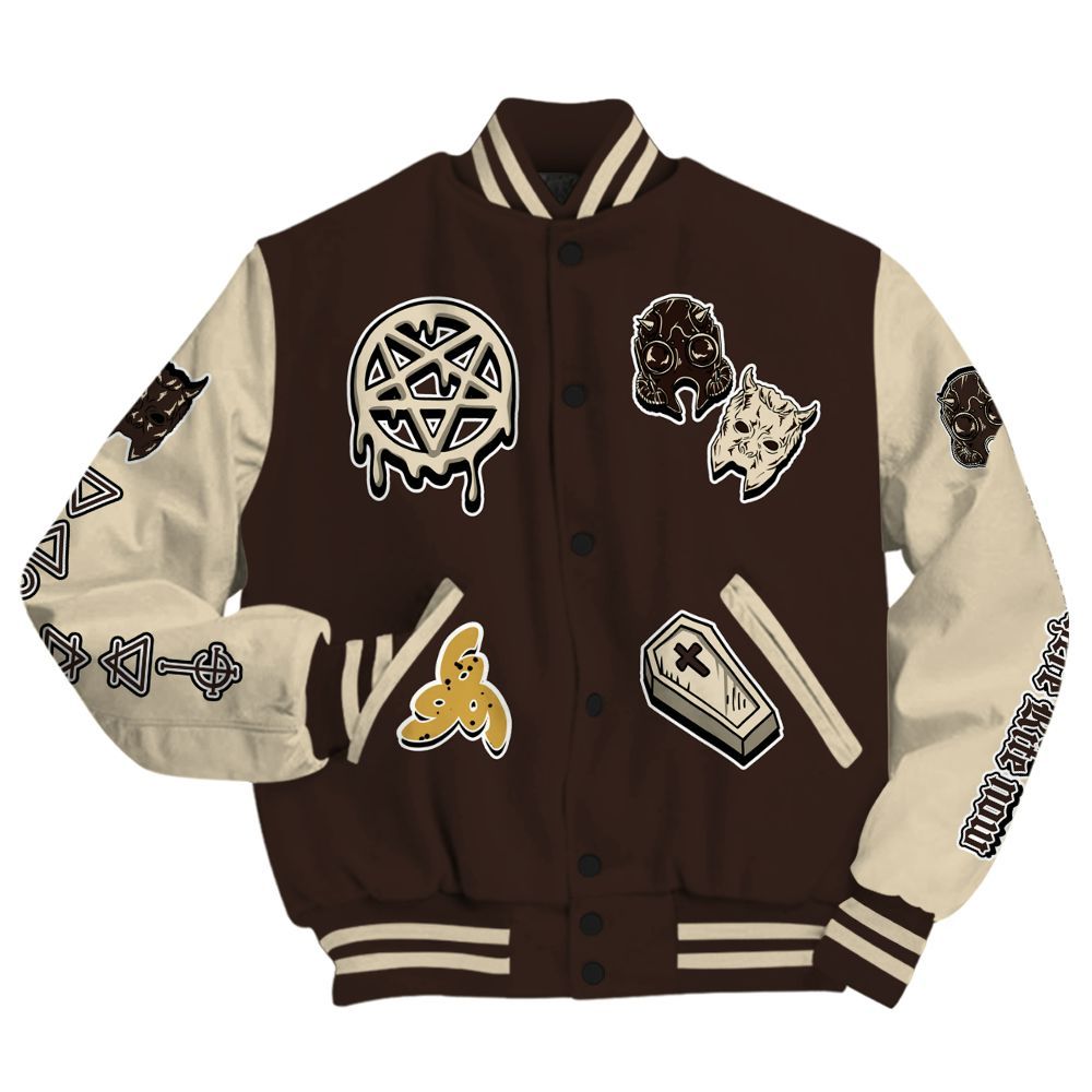 Varsity Jacket To Match 2025 Retro Earth 5s - Apocalypse Skeleton All Over Print