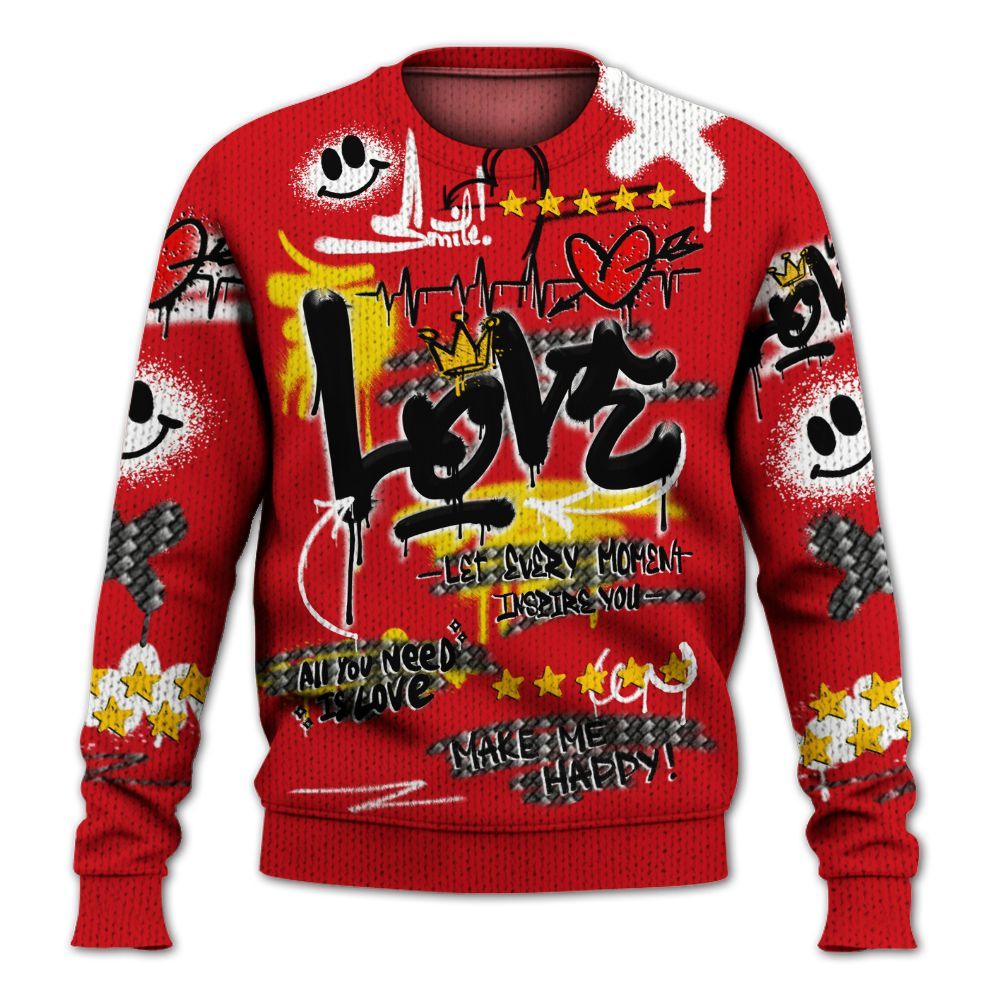 Sweater To Match Ferrari 14s - Happy Love Beats Graffiti Graphic