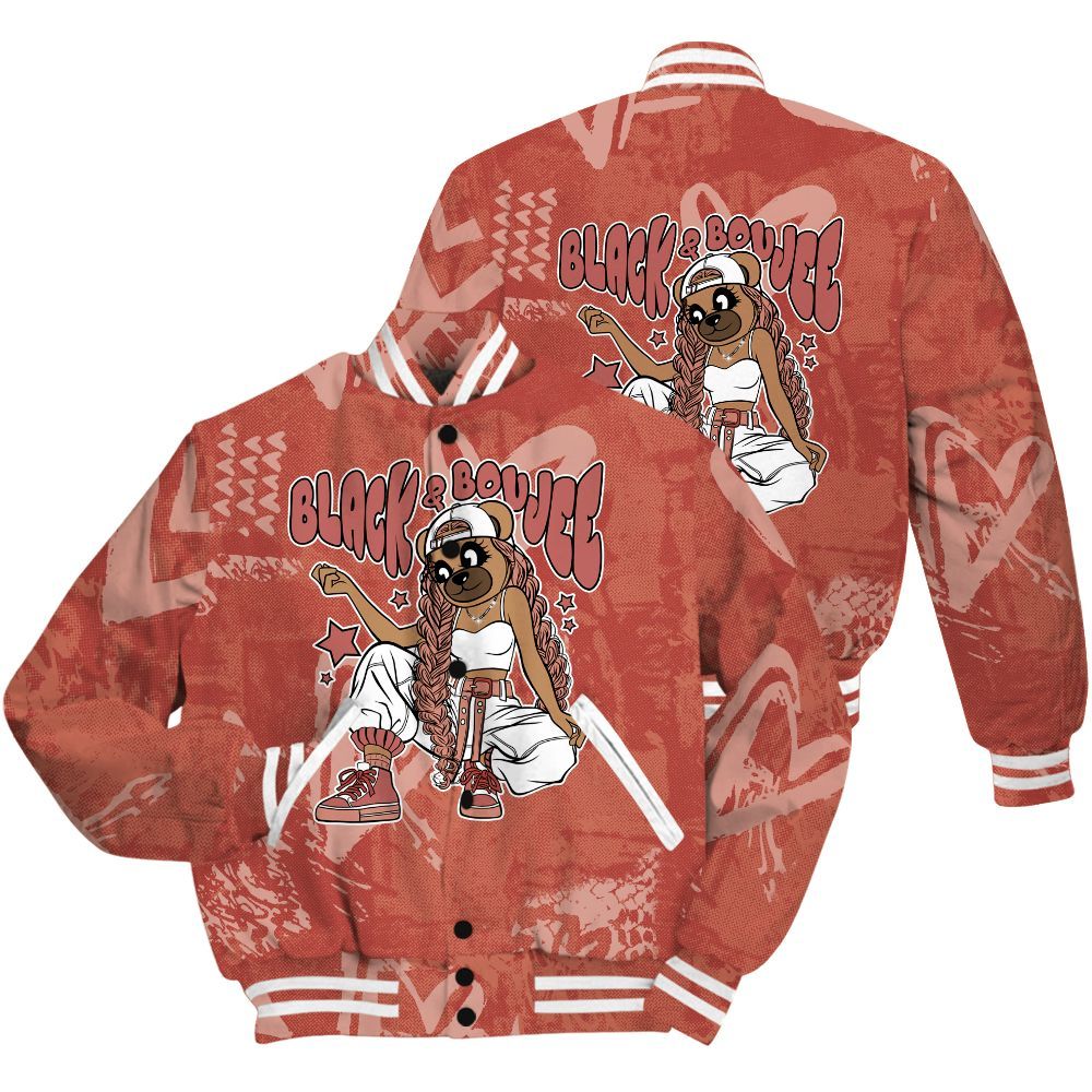 Varsity Jacket To Match Dune Red 13s Shirt - Boujee Girls Bear Heart Grunge All Over Print