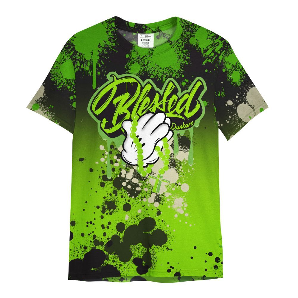 Shirt To Match Electric Green 6s - God Blessed Ink Drip All Over Print