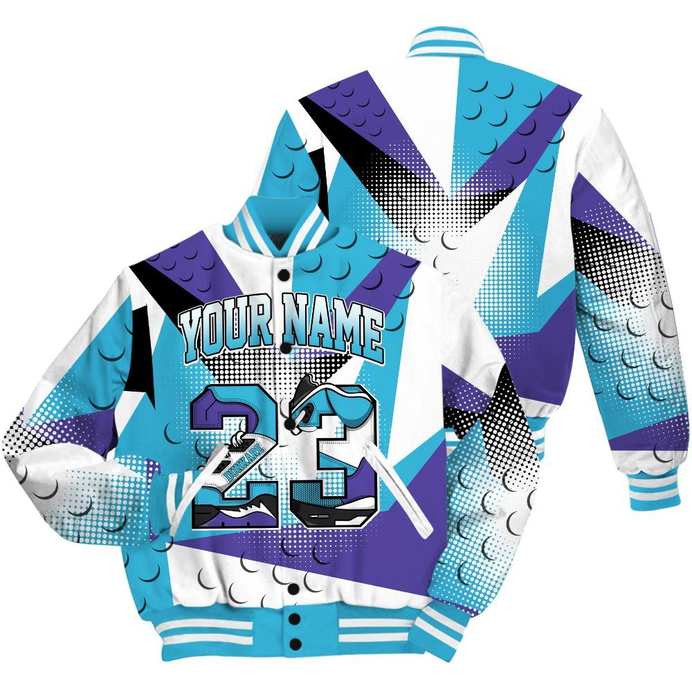 Varsity Jacket To Match Retro Aqua 6s Shirt, Poly Custom Name Number 23 5s All Over Print