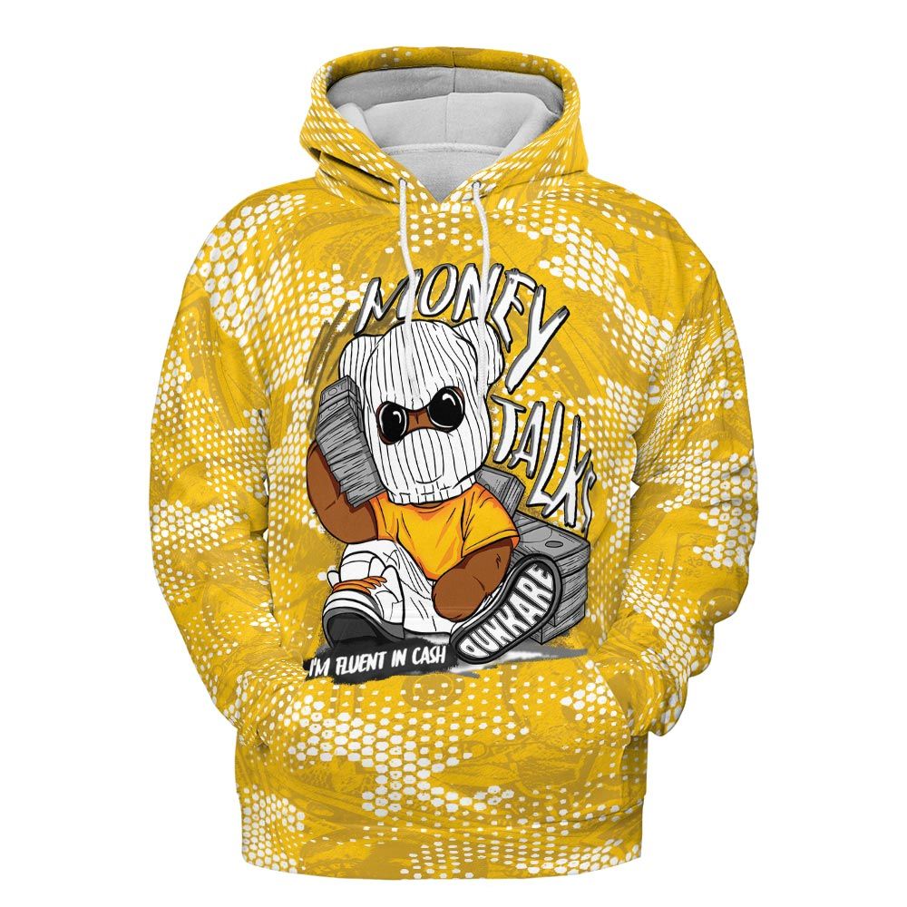 Hoodie To Match Vivid Sulfur 4s Hoodie - Money Talk Bear Banknotes Art Hoodie Unisex