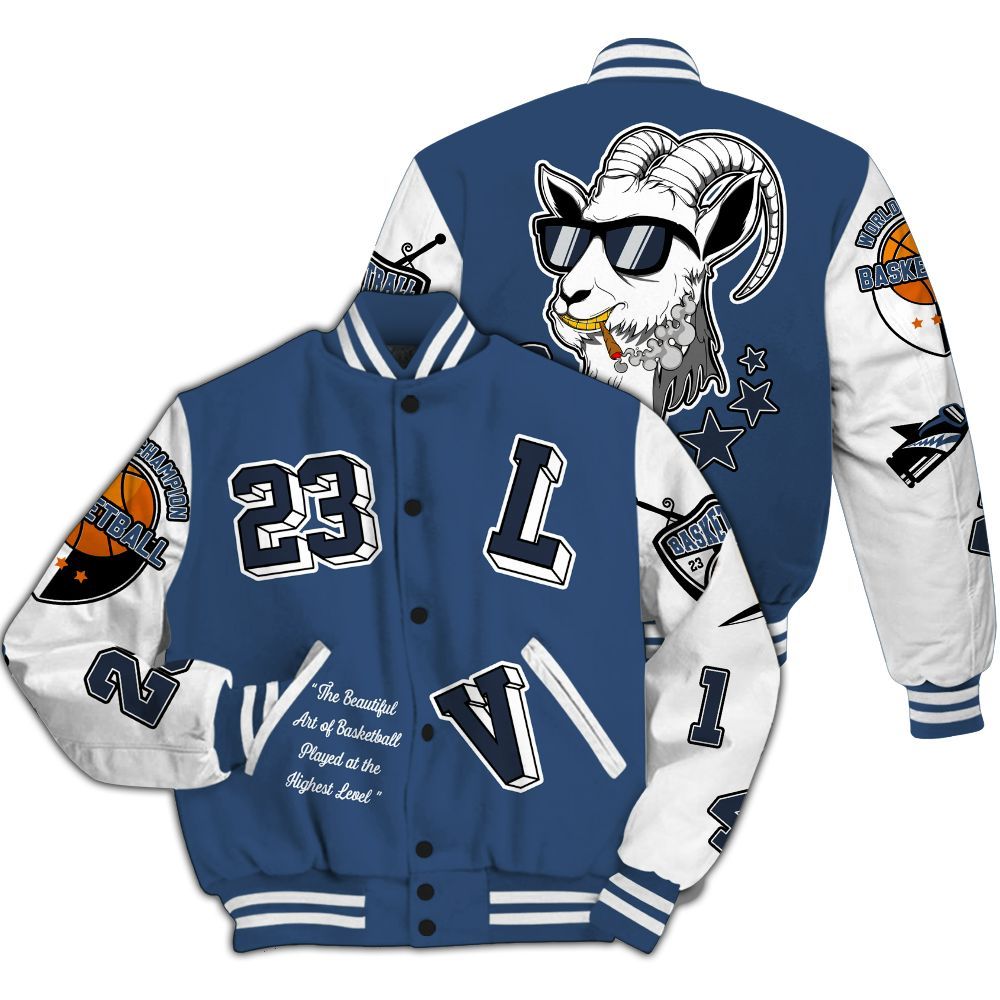 Varsity Jacket To Match Midnight Navy 4s - The GOAT Got Em Streetwear All Over Print