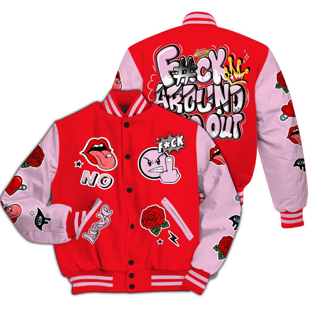 Varsity Jacket To Match Zoom Vomero 5 Valentine's Day 2025 - FK Around Find Out All Over Print