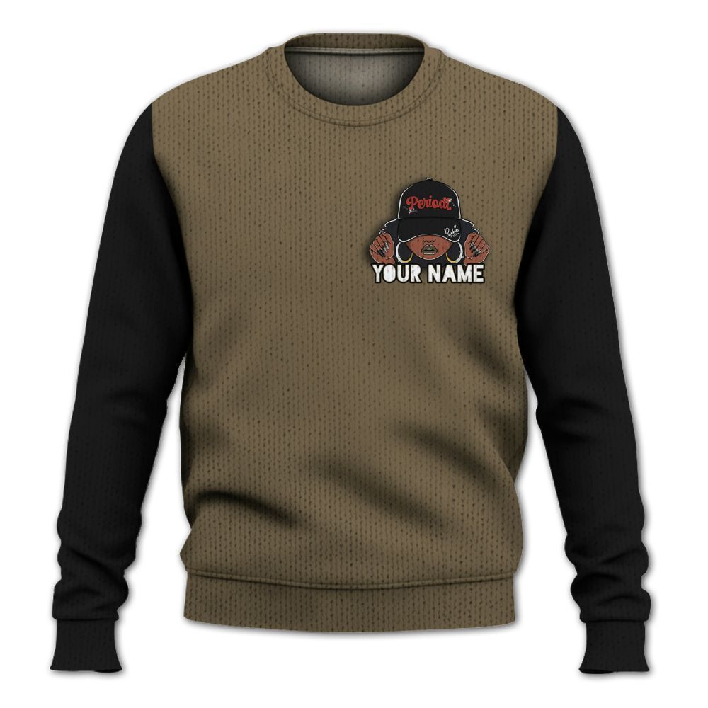 Knitted Sweater To Match Olive 9s, Custom Name Black Girl