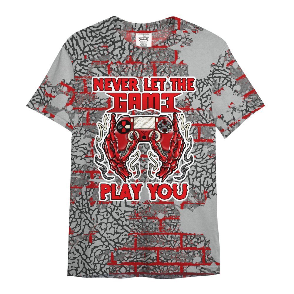 Shirt To Match Cement Grey 3s - PlayGame Skull Brick All Over Print