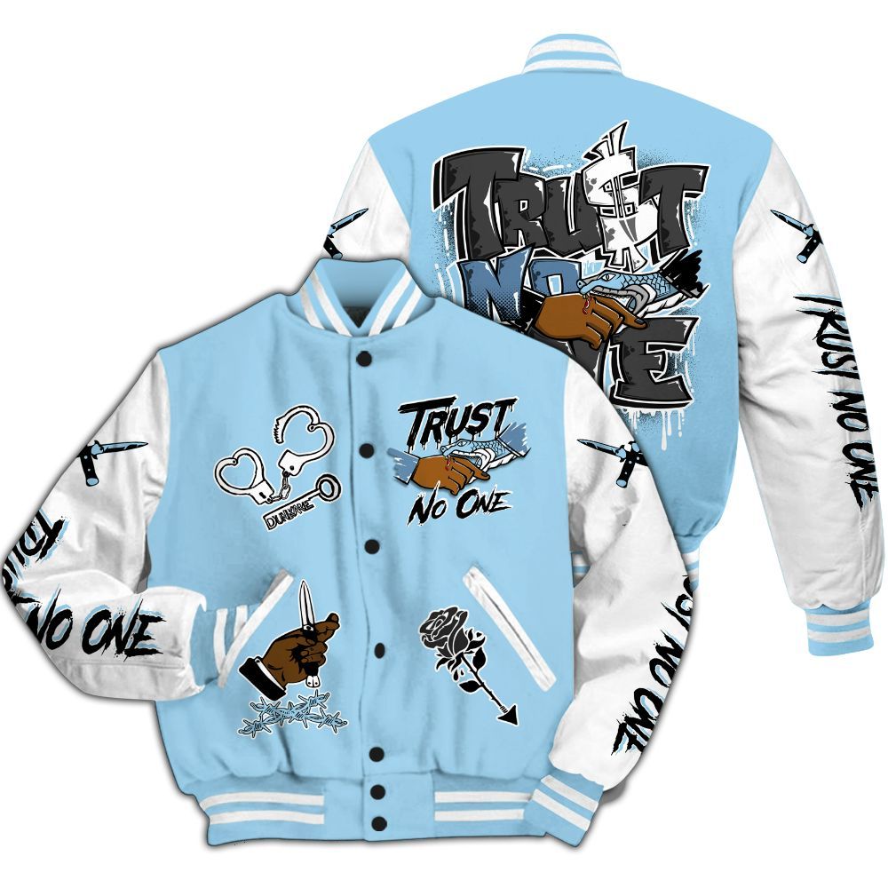 Varsity Jacket To Match Legend Blue 11s - Trust No One Dripping All Over Print