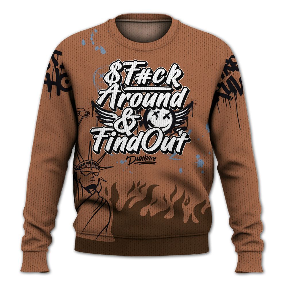 Knitted Sweater To Match Air Foamposite Metallic Copper - Graphic Fck Around Find Out