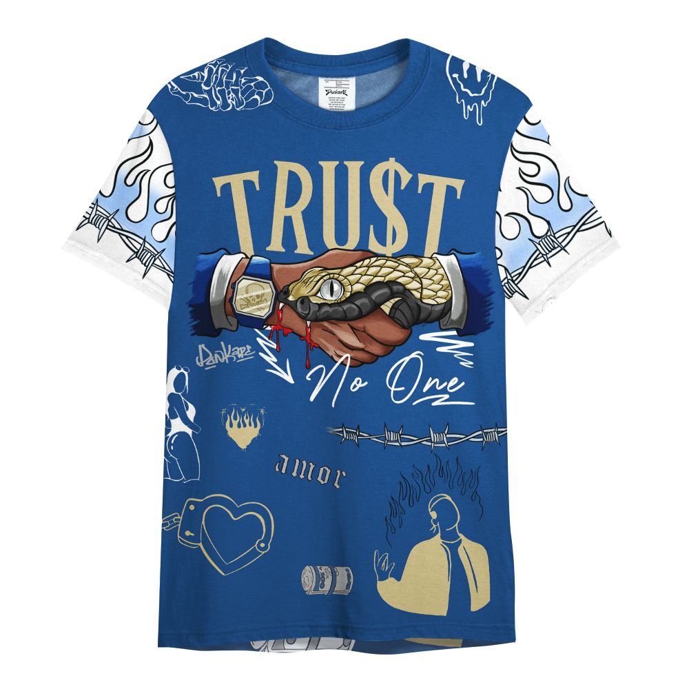 Shirt To Match Air Ship Royal Blue - Snake Trust No One All Over Print
