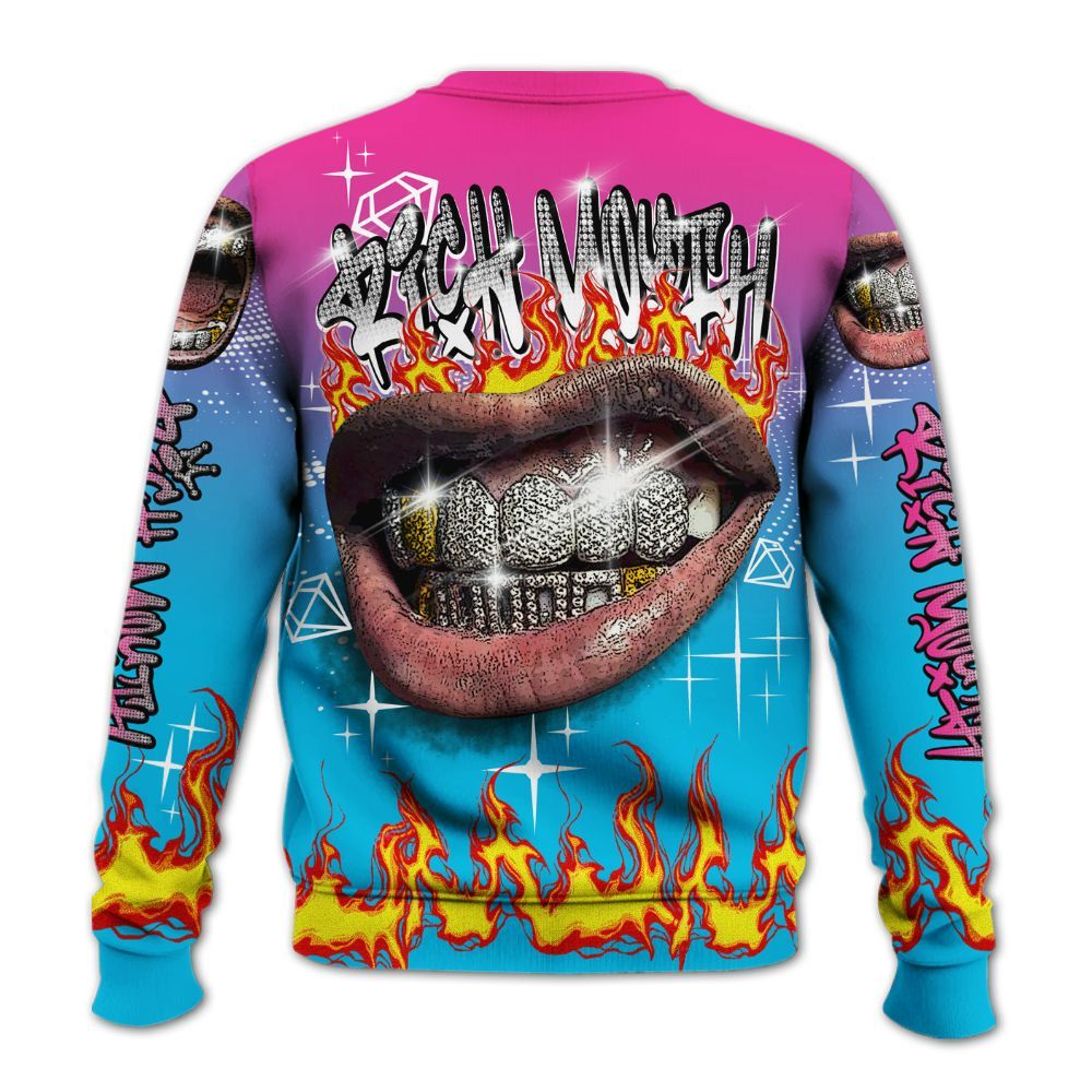 Sweatshirt To Match Tokyo Nights Stewie 3s - Rich Mouth Fire Rap Retro 90s All Over Print