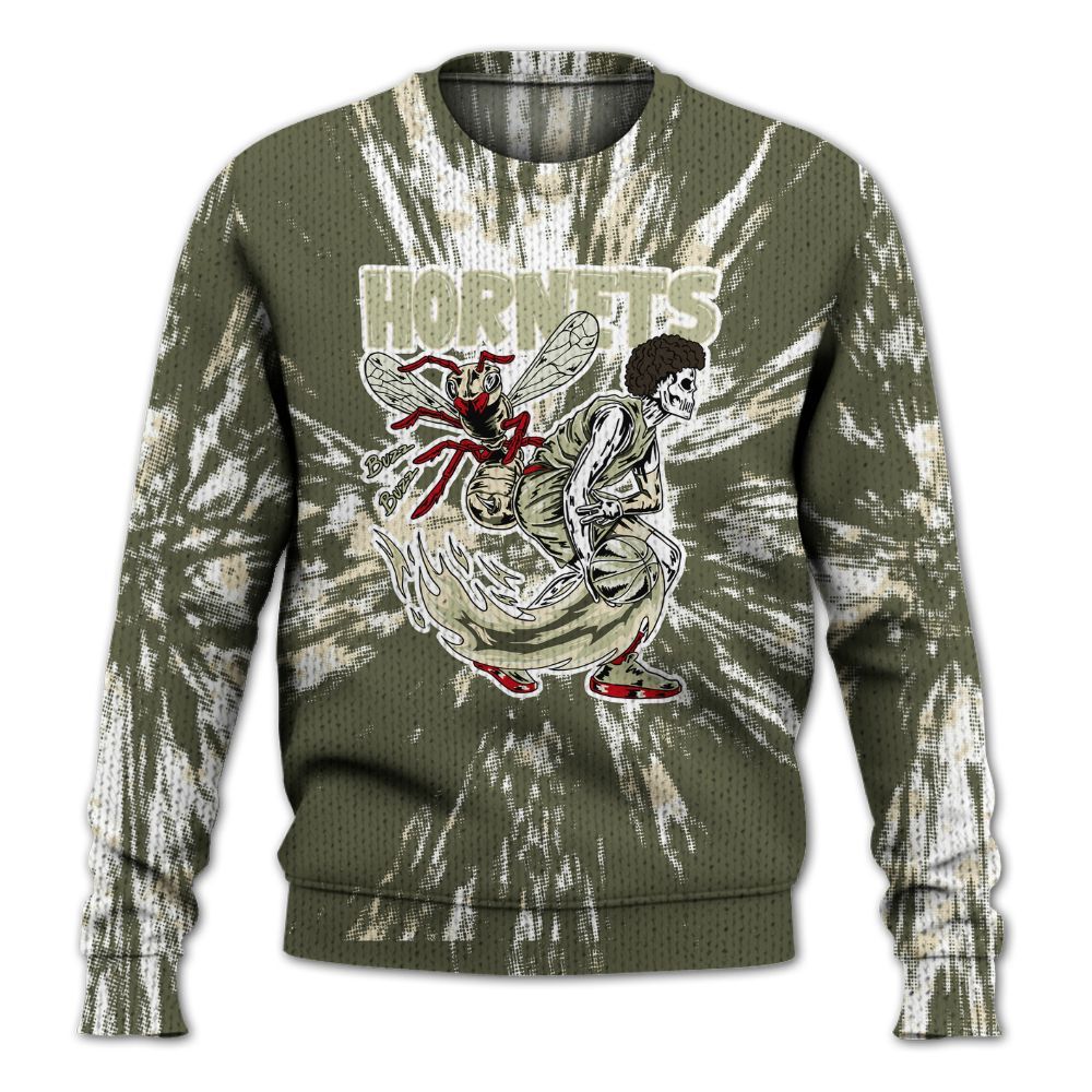Knitted Sweater To Match Low OG Medium Olive 1s - Hornets Skeleton Luxury