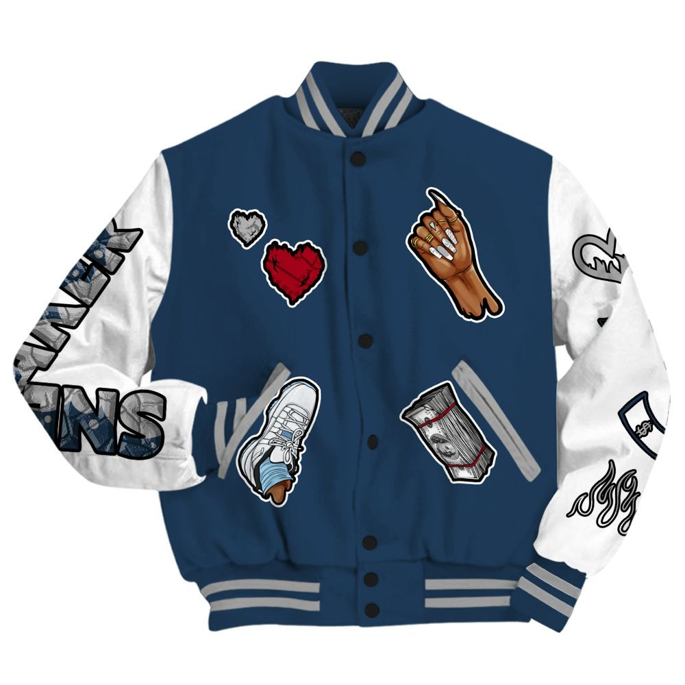 Varsity Jacket To Match Retro French Blue 2025 12s - Sneakerz Girlz All Over Print