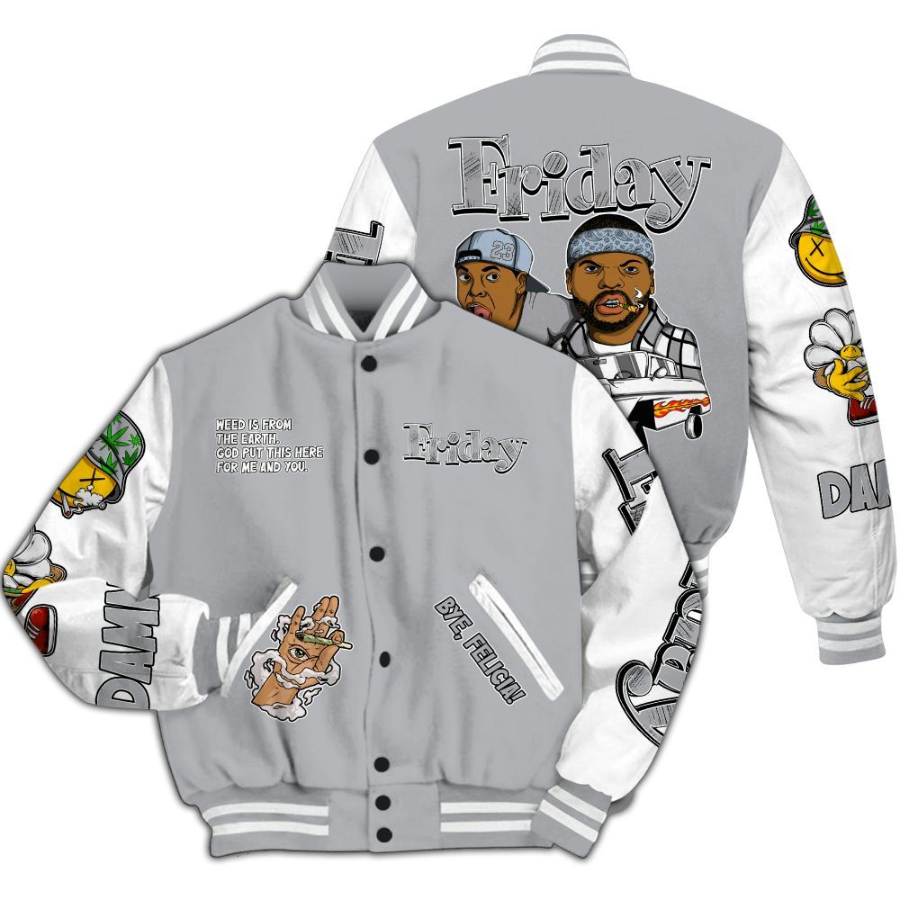 Varsity Jacket To Match Low OG Wolf Grey 1s - Friday Sneaker Stress Style All Over Print