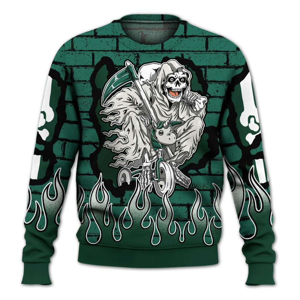 Sweatshirt To Match Oxidized Green 4s - Self Make Skeleton Crashed All Over Print
