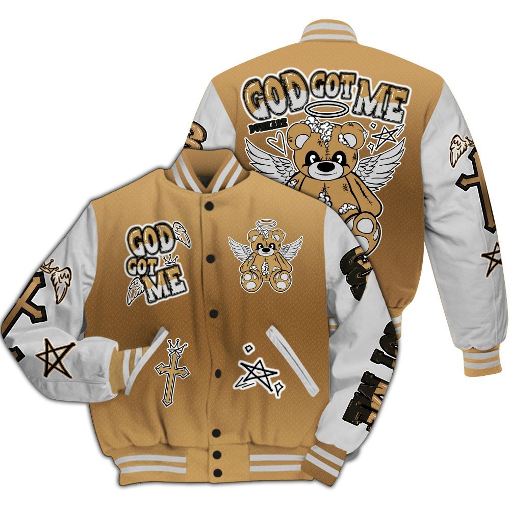 Varsity Jacket To Match Air Max DN Golden Bullet - Gods Guides Me Bear All Over Print