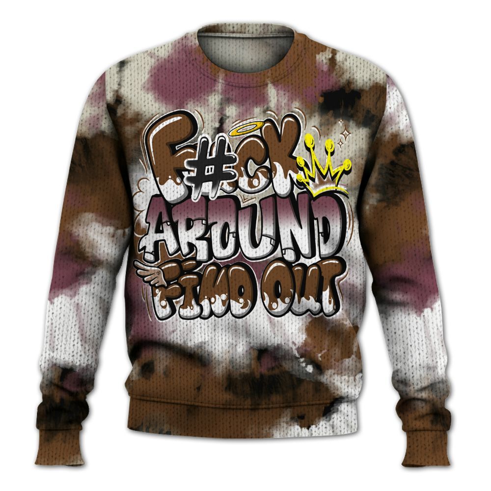 Knitted Sweater To Match Archaeo Brown 3s - Tie Dye FK Around Find Out