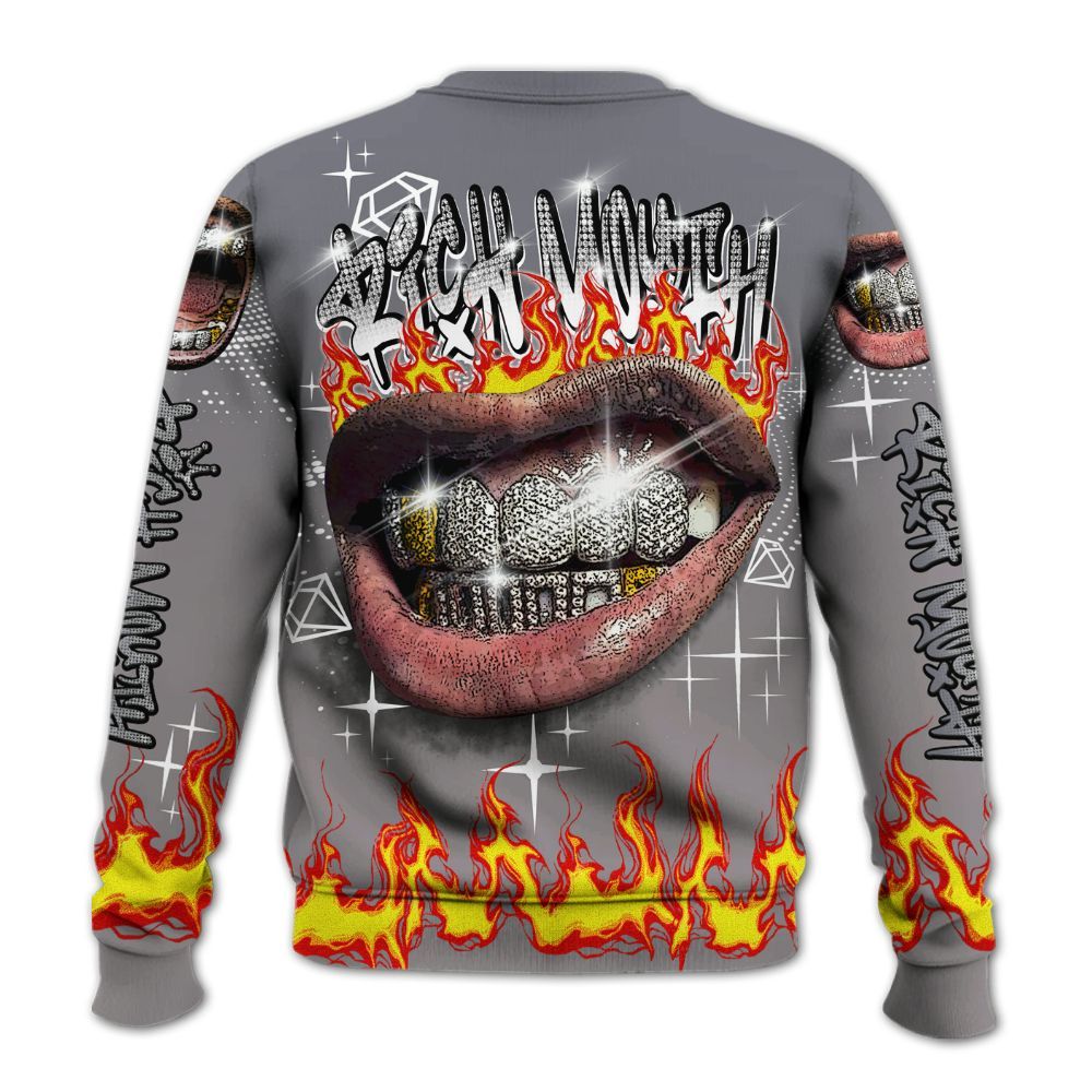 Sweatshirt To Match Cool Grey 11s - Rich Mouth Fire Rap Retro 90s All Over Print