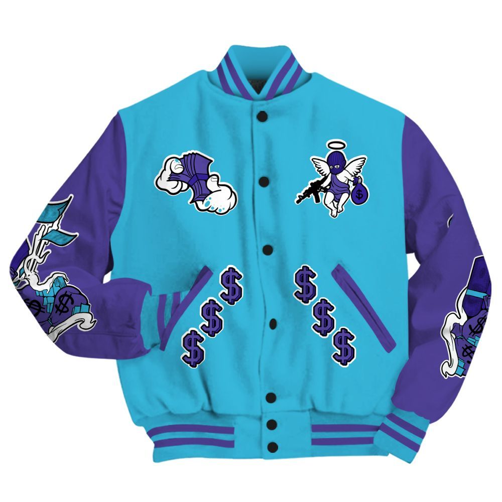 Varsity Jacket To Match Retro Aqua 6s - Ones Move In Silence Graphic All Over Print