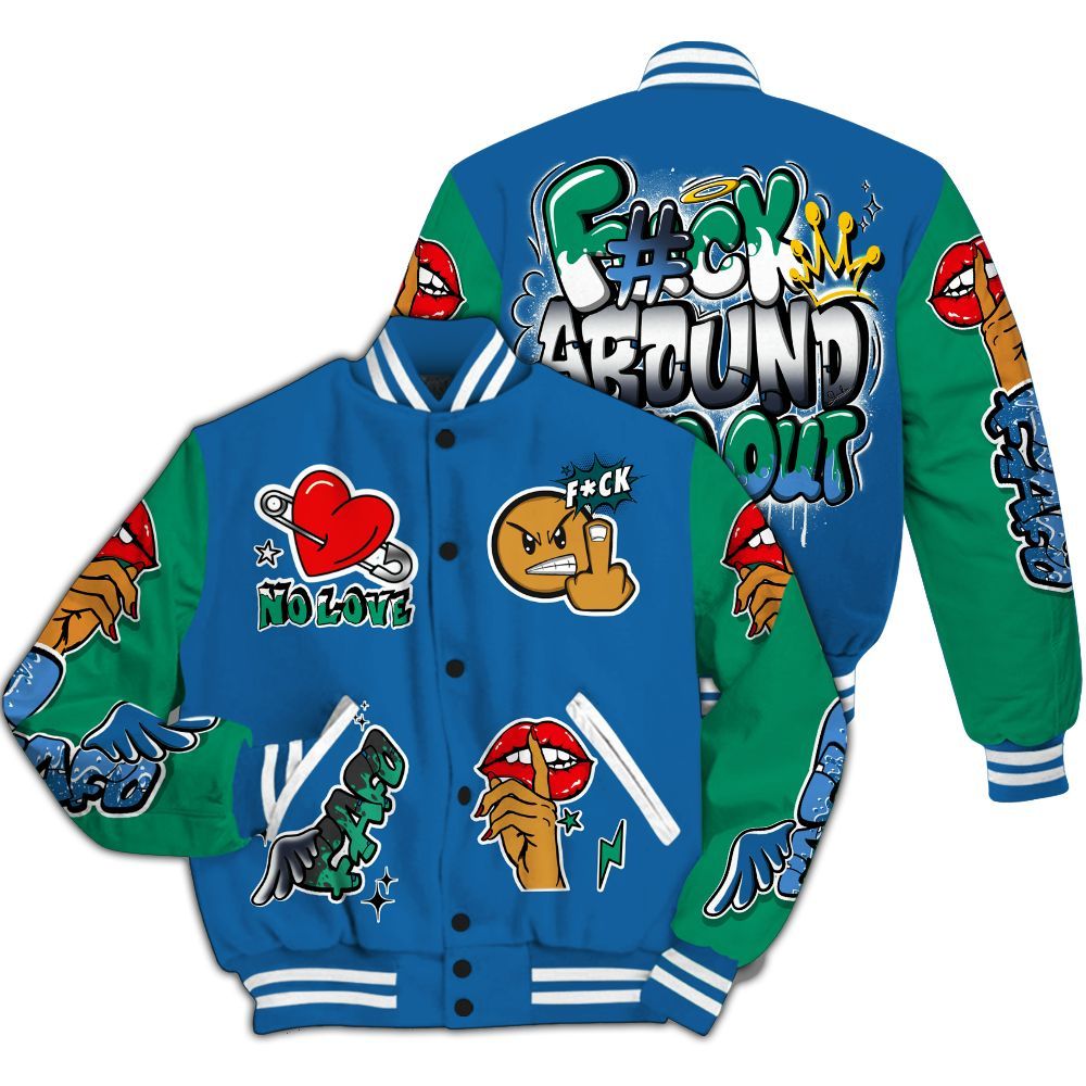 Varsity Jacket To Match 95 Big Bubble Slate - FK Around Find Out All Over Print