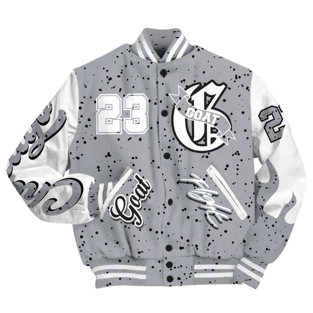 Varsity Jacket To Match White Cement 4s - The G.O.A.T Flight Streetwear All Over Print