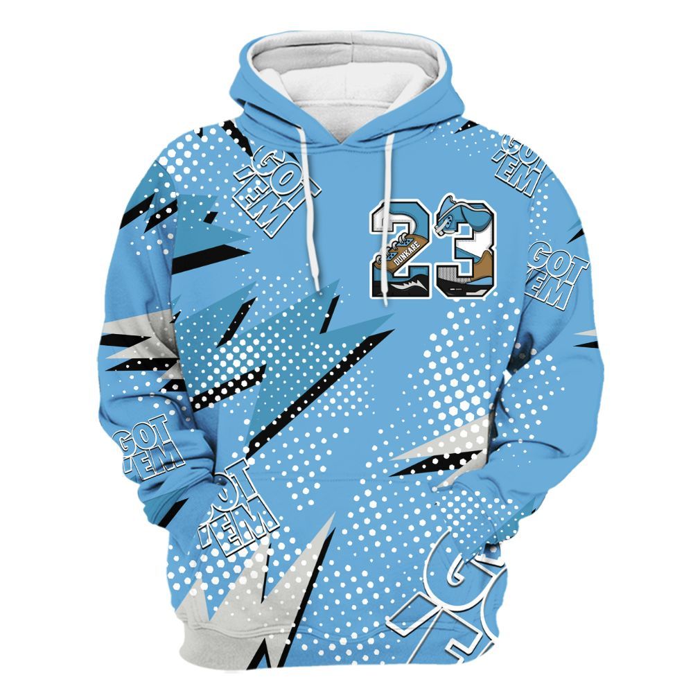 Hoodie To Match SB Dunk Low University Blue - Custom Name Number 23 5s All Over Print