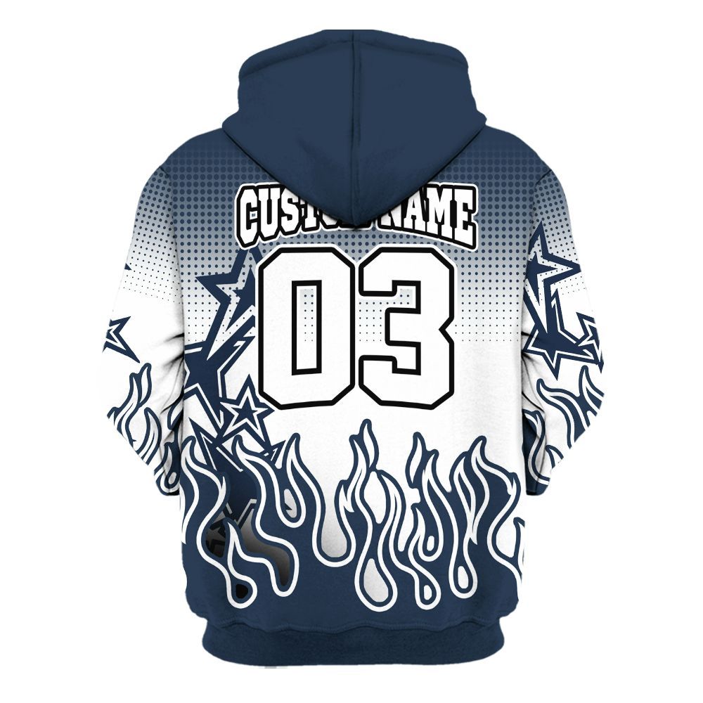 Hoodie To Match White Midnight Navy 6s - Allen Answer Unique Fire Custom Name All Over Print
