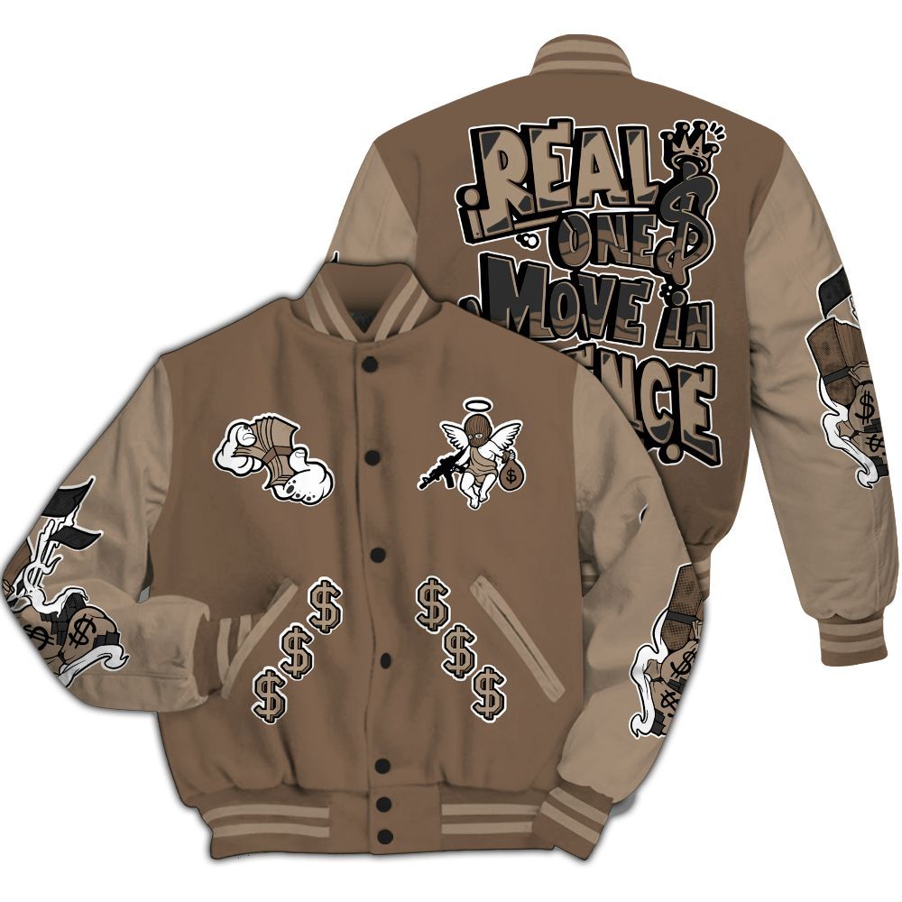 Varsity Jacket To Match Dark Mocha Jack - Ones Move In Silence Graphic All Over Print