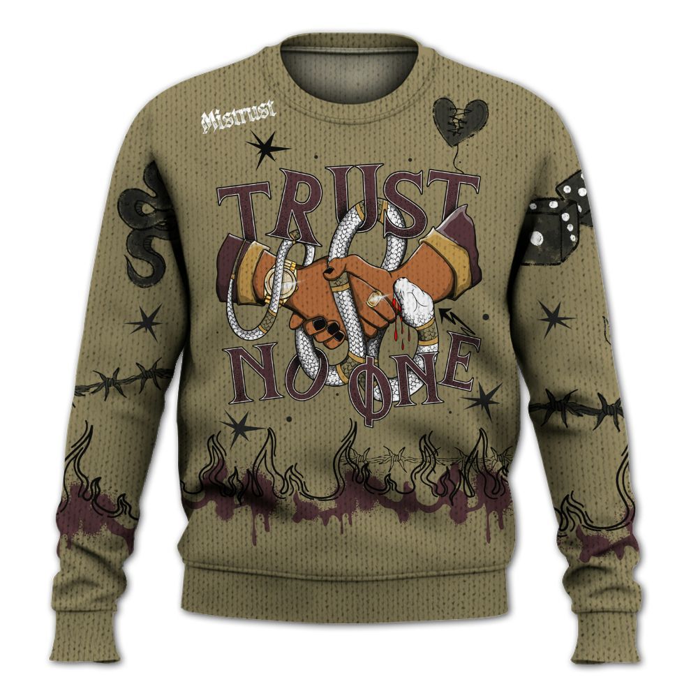 Knitted Sweater To Match Black Olive 7s - Trust No One Snake-Bite Doodle Crayon