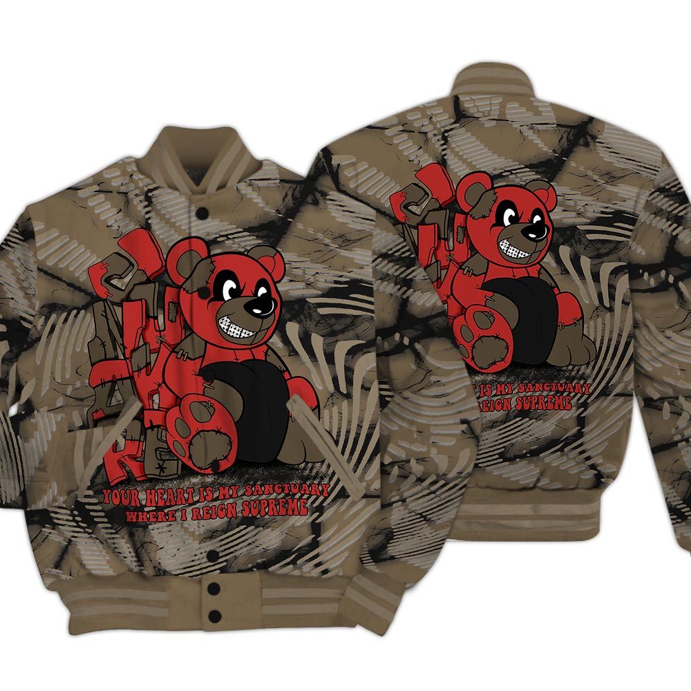 Varsity Jacket To Match Olive 9s - Possession Bear Fume Varsity Jacket Unisex