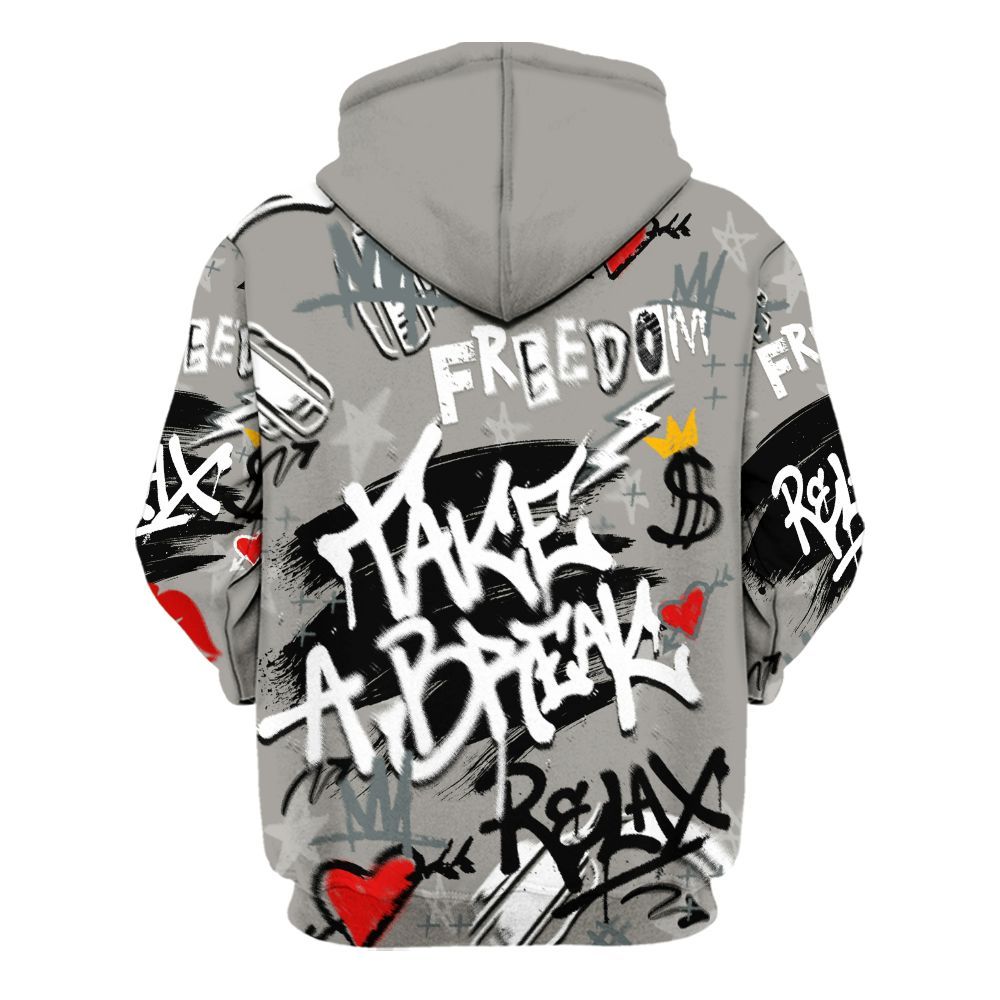 Hoodie To Match Cool Grey 9s - Take Break Freedom Graffiti Streetwear All Over Print