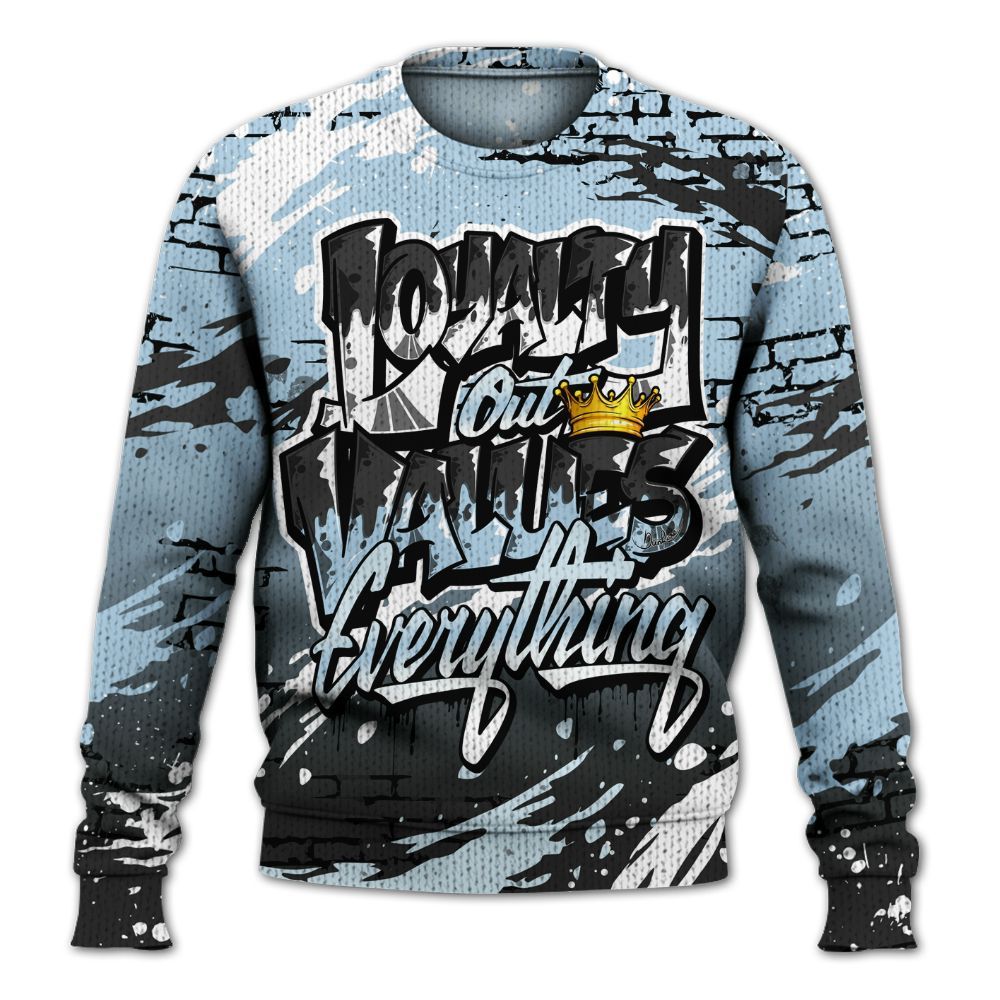 Sweater To Match Foamposite One Psychic Blue - Values Of Loyalty Graphic