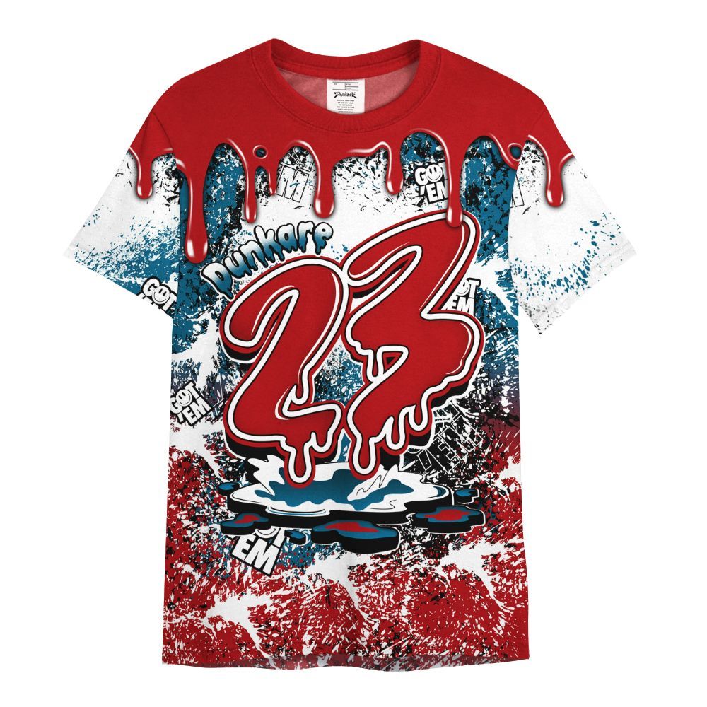 Shirt To Match OG Varsity Red 17s - Dripping 23 Drip All Over Print