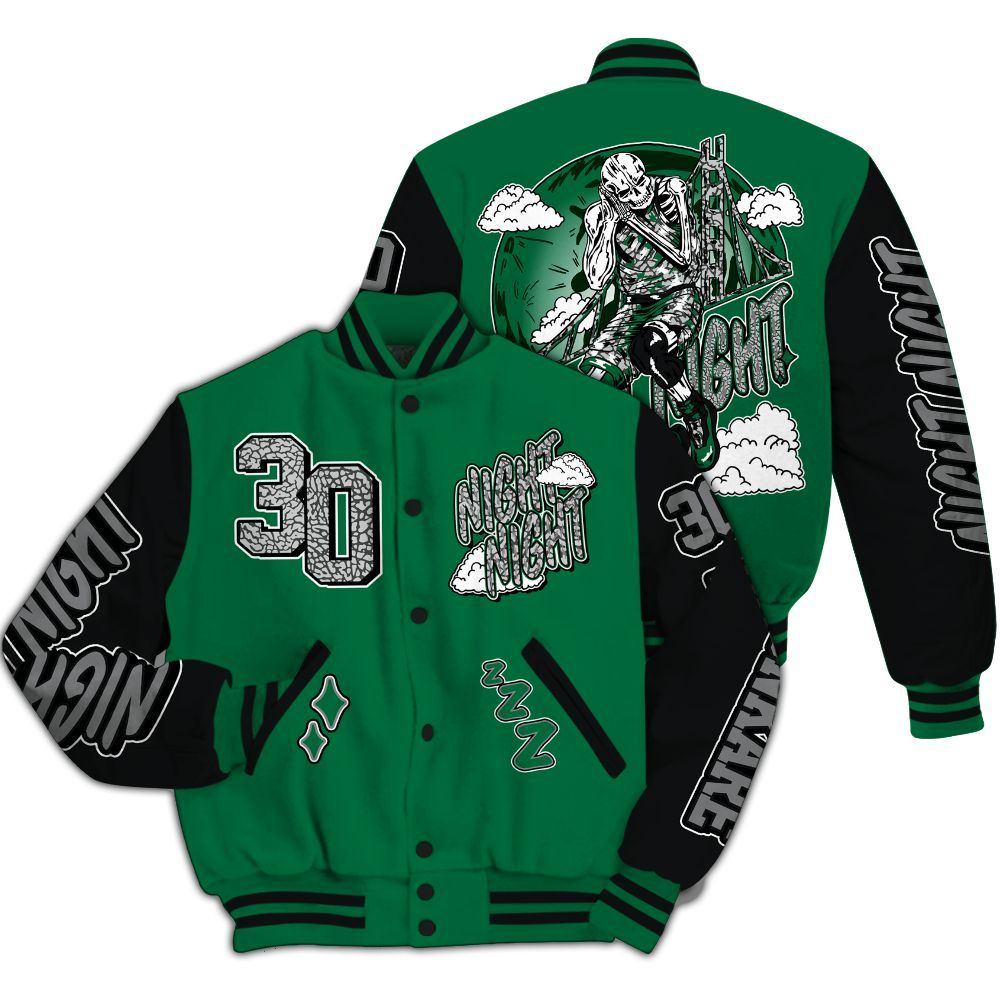 Varsity Jacket To Match Pine Green 3s - Seeya Skeleton All Over Print