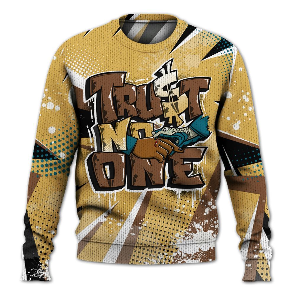 Knitted Sweater To Match Retro Cacao Wow 4s - Poly Trust No One Dripping