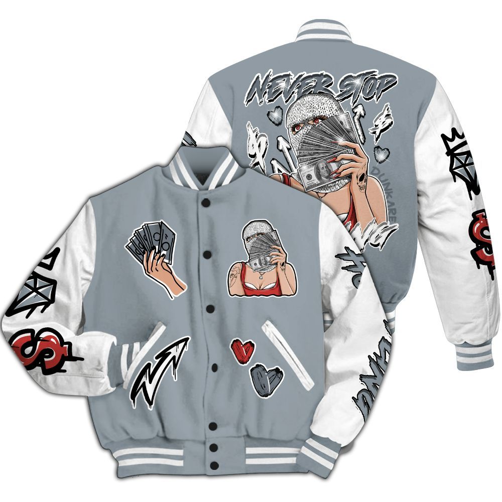 Varsity Jacket To Match Wolf Grey 13s - Hustling Unique All Over Print
