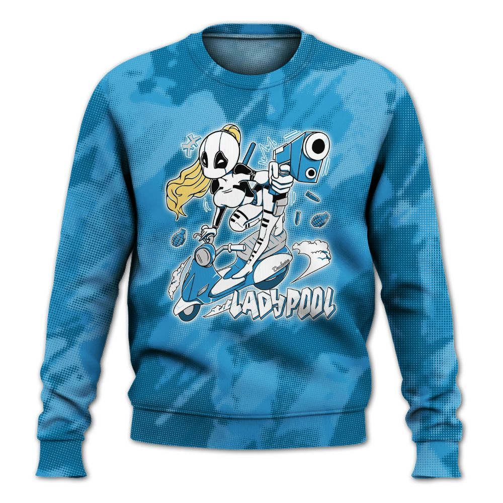 Sweatshirt To Match Powder Blue 9s - Lady Pool Cartoon Abstract Halftone All Over Print