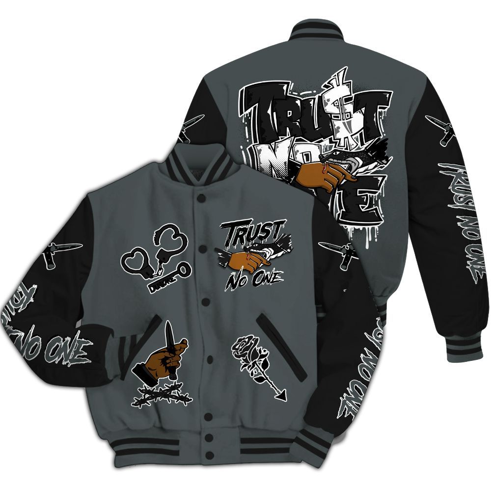 Varsity Jacket To Match Black RM Nigel Sylvester 4s - Trust No One Dripping All Over Print