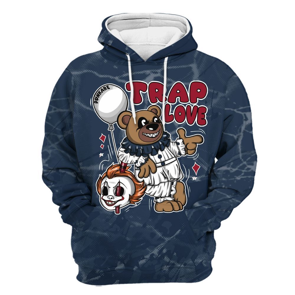 Hoodie To Match White Midnight Navy 6s - Trap Loves Bear Profound All Over Print