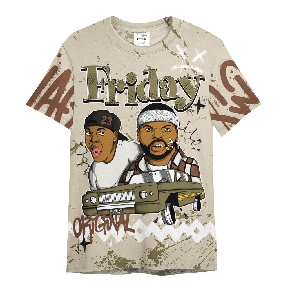 Shirt To Match Sail Neutral Olive 6s - Friday Sneaker Crayon All Over Print