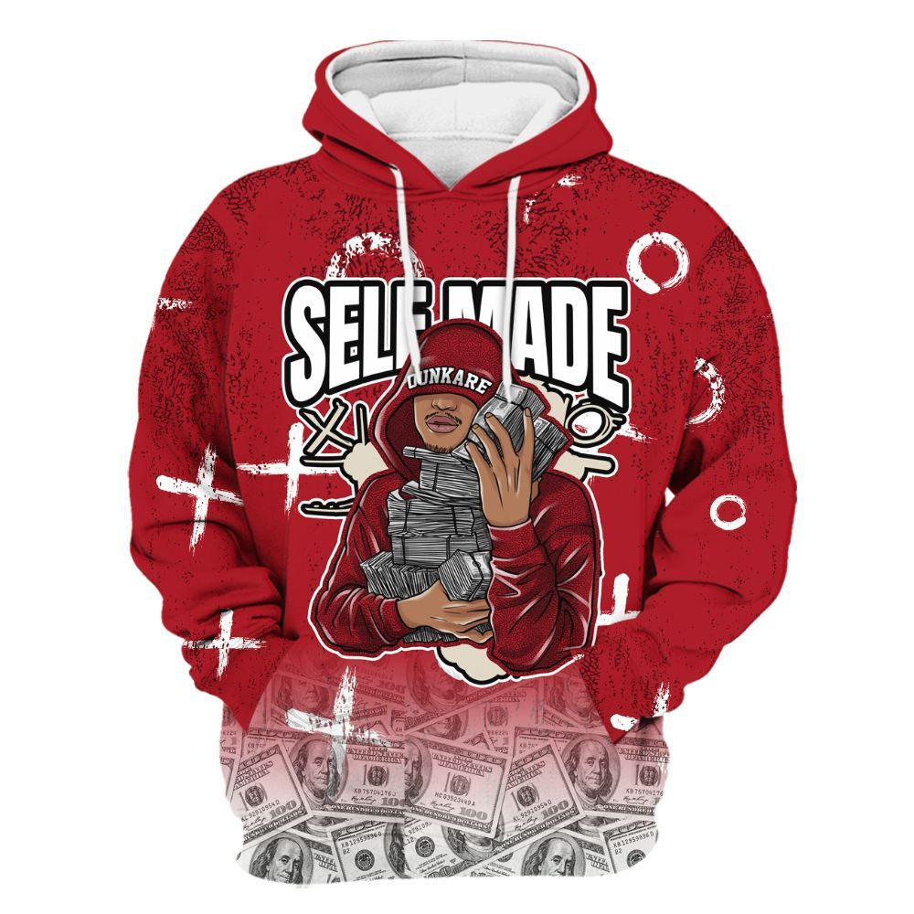 Hoodie To Match Mid Red Cracked Leather 1s - Selfmade Unique Grunge All Over Print